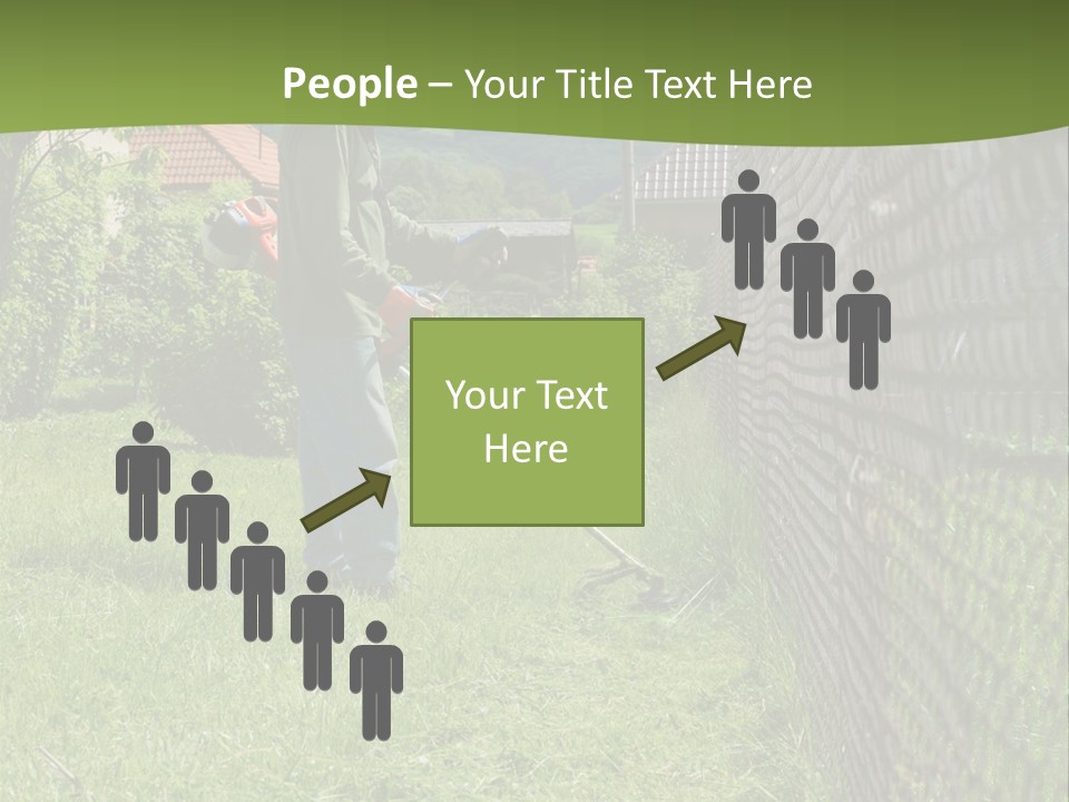 A Man Is Mowing The Grass With A Lawn Mower PowerPoint Template