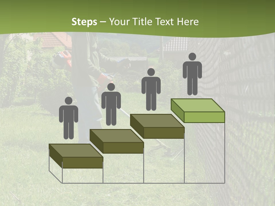 A Man Is Mowing The Grass With A Lawn Mower PowerPoint Template