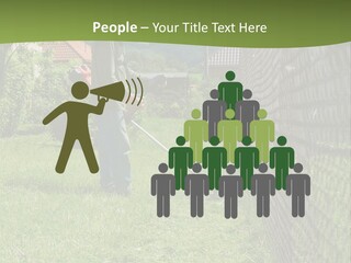 A Man Is Mowing The Grass With A Lawn Mower PowerPoint Template