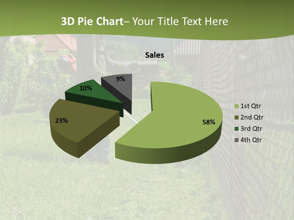A Man Is Mowing The Grass With A Lawn Mower PowerPoint Template