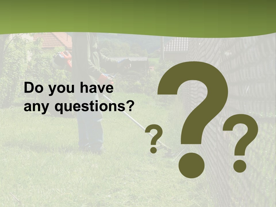 A Man Is Mowing The Grass With A Lawn Mower PowerPoint Template