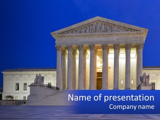A Large Building With Columns In Front Of It PowerPoint Template