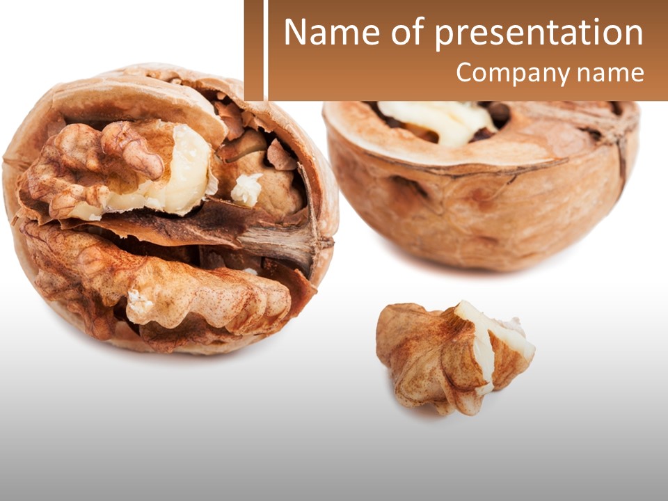 A Nut Shell With A Piece Of Walnut In It PowerPoint Template