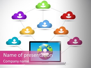 A Laptop With A Social Network On The Screen PowerPoint Template
