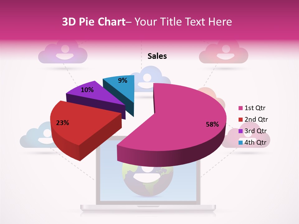 A Laptop With A Social Network On The Screen PowerPoint Template