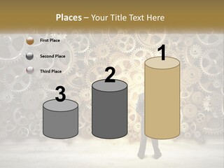 A Man Standing In Front Of A Wall Of Gears PowerPoint Template