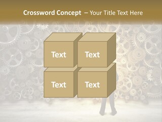 A Man Standing In Front Of A Wall Of Gears PowerPoint Template