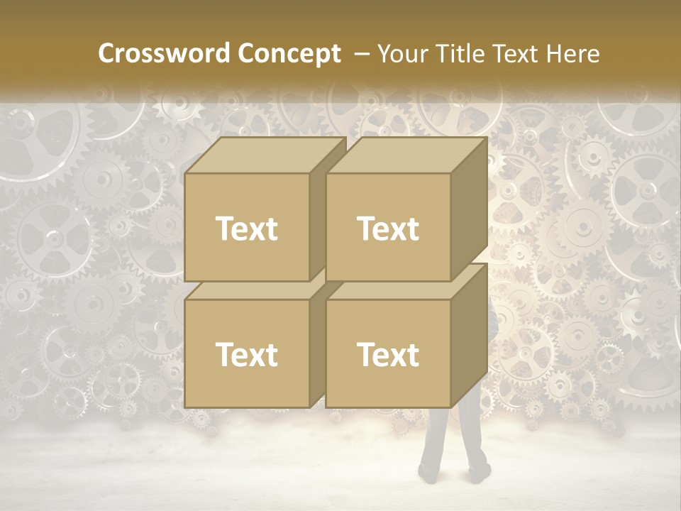 A Man Standing In Front Of A Wall Of Gears PowerPoint Template