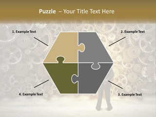 A Man Standing In Front Of A Wall Of Gears PowerPoint Template