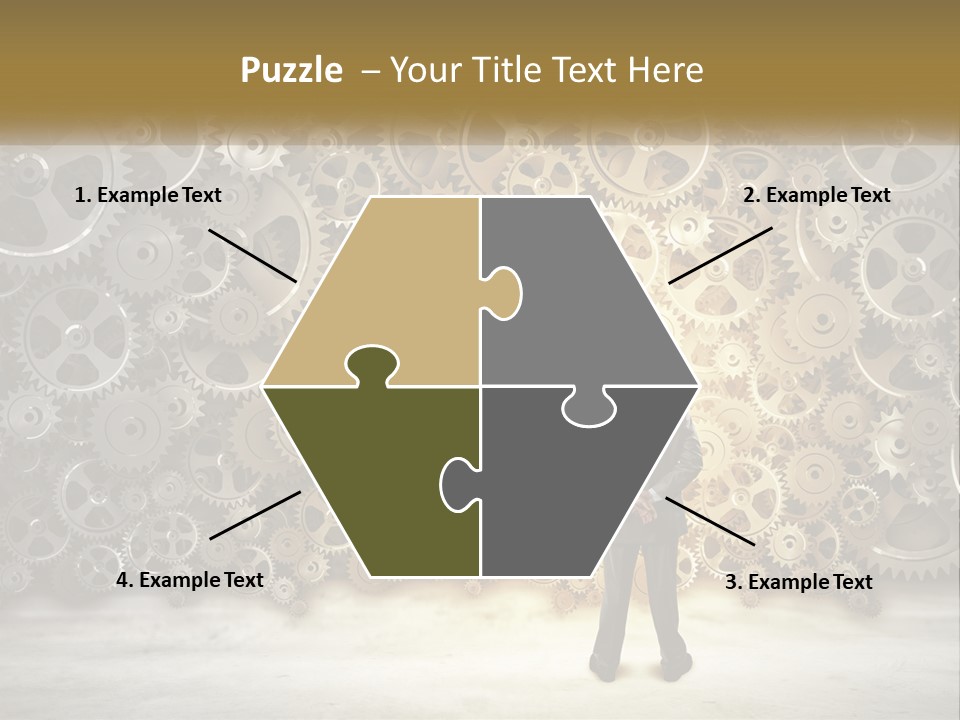 A Man Standing In Front Of A Wall Of Gears PowerPoint Template