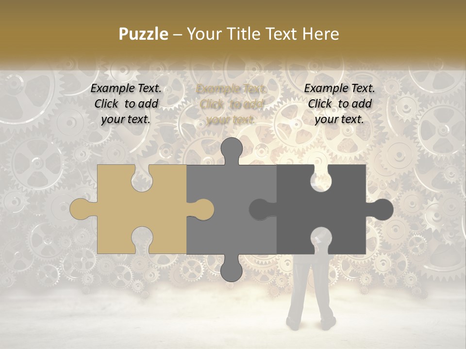 A Man Standing In Front Of A Wall Of Gears PowerPoint Template