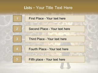 A Man Standing In Front Of A Wall Of Gears PowerPoint Template