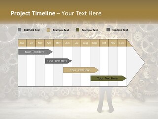 A Man Standing In Front Of A Wall Of Gears PowerPoint Template