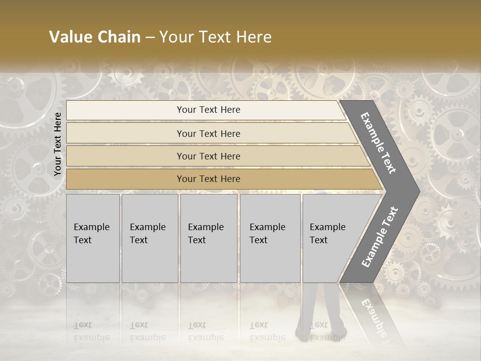 A Man Standing In Front Of A Wall Of Gears PowerPoint Template