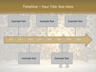 A Man Standing In Front Of A Wall Of Gears PowerPoint Template