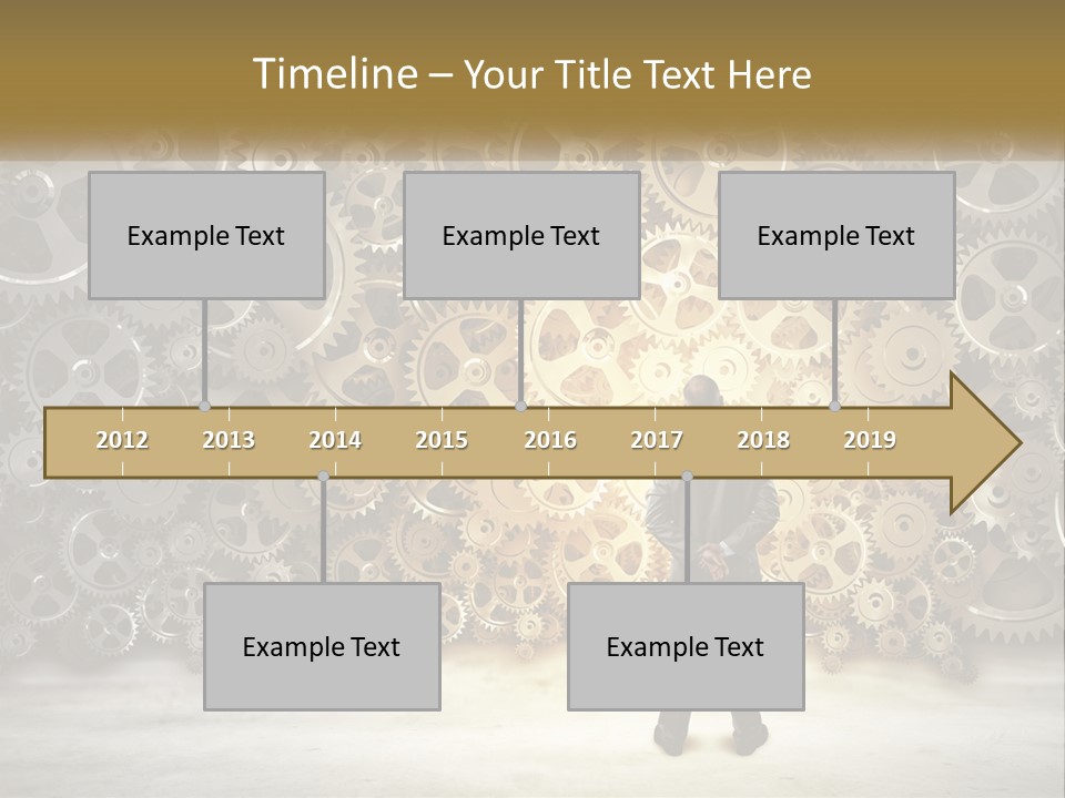 A Man Standing In Front Of A Wall Of Gears PowerPoint Template