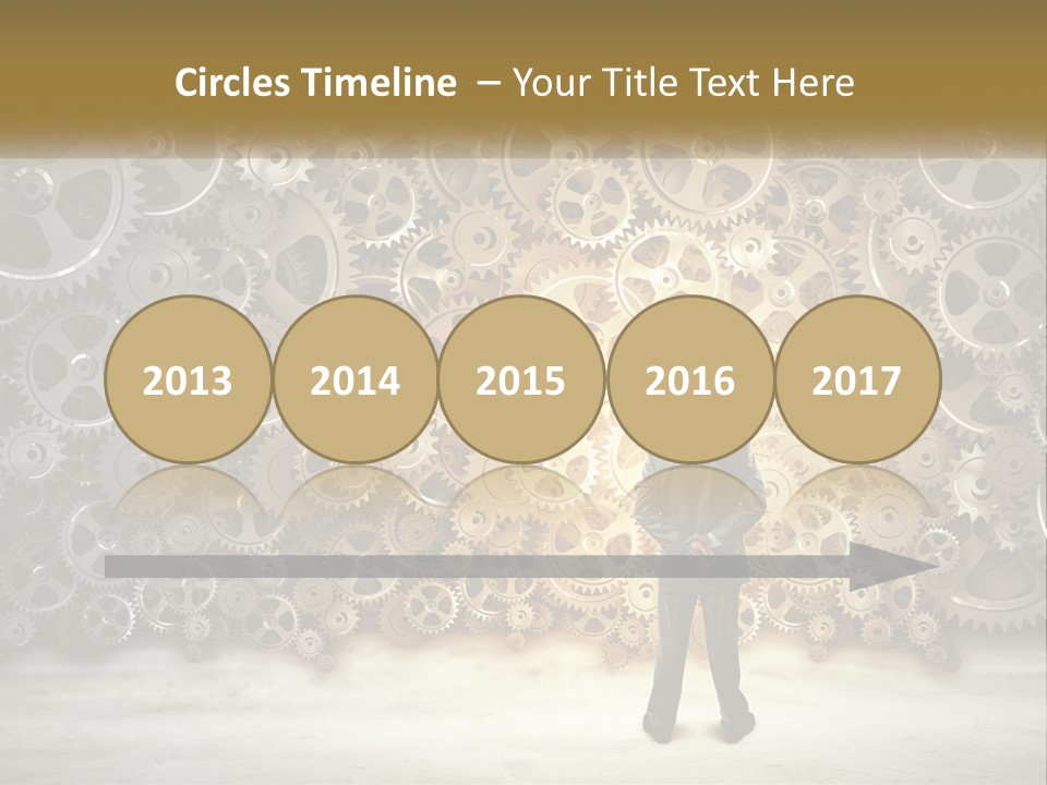 A Man Standing In Front Of A Wall Of Gears PowerPoint Template