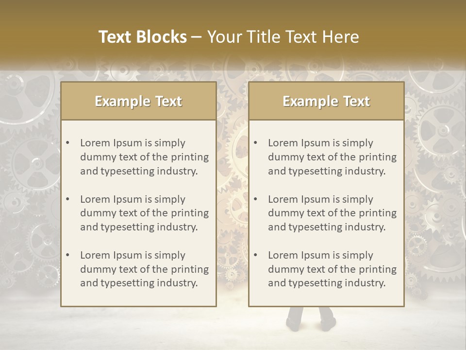 A Man Standing In Front Of A Wall Of Gears PowerPoint Template