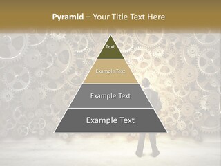 A Man Standing In Front Of A Wall Of Gears PowerPoint Template