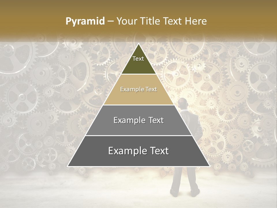 A Man Standing In Front Of A Wall Of Gears PowerPoint Template