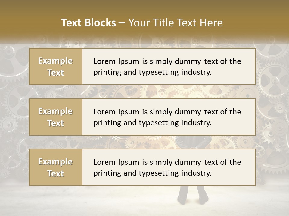 A Man Standing In Front Of A Wall Of Gears PowerPoint Template