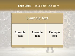 A Man Standing In Front Of A Wall Of Gears PowerPoint Template
