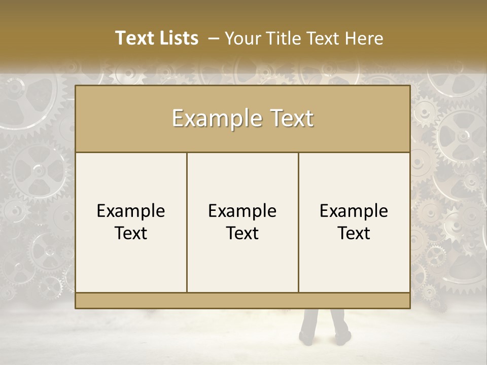 A Man Standing In Front Of A Wall Of Gears PowerPoint Template