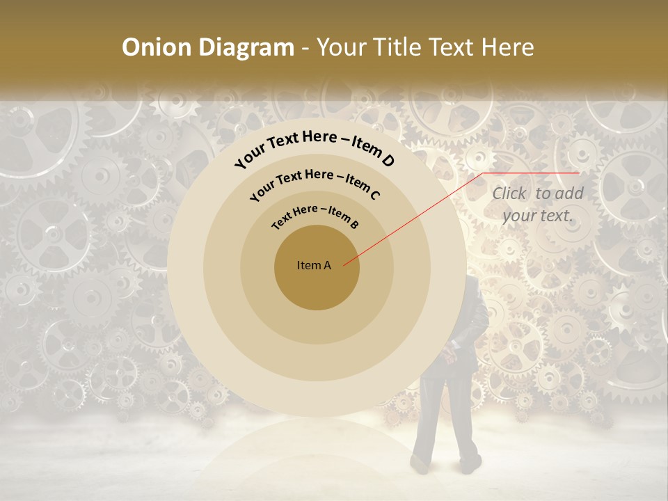 A Man Standing In Front Of A Wall Of Gears PowerPoint Template