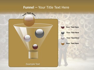 A Man Standing In Front Of A Wall Of Gears PowerPoint Template