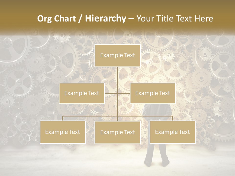 A Man Standing In Front Of A Wall Of Gears PowerPoint Template