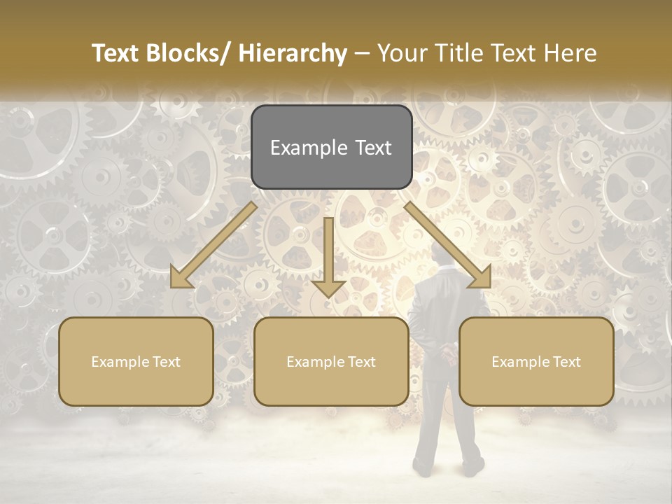 A Man Standing In Front Of A Wall Of Gears PowerPoint Template
