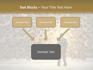 A Man Standing In Front Of A Wall Of Gears PowerPoint Template