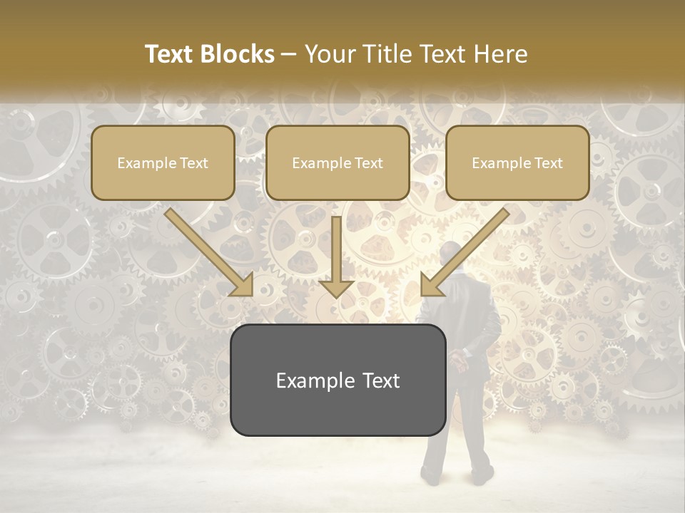 A Man Standing In Front Of A Wall Of Gears PowerPoint Template