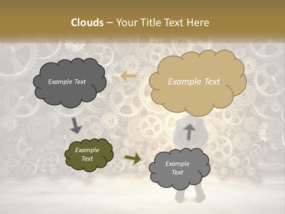 A Man Standing In Front Of A Wall Of Gears PowerPoint Template
