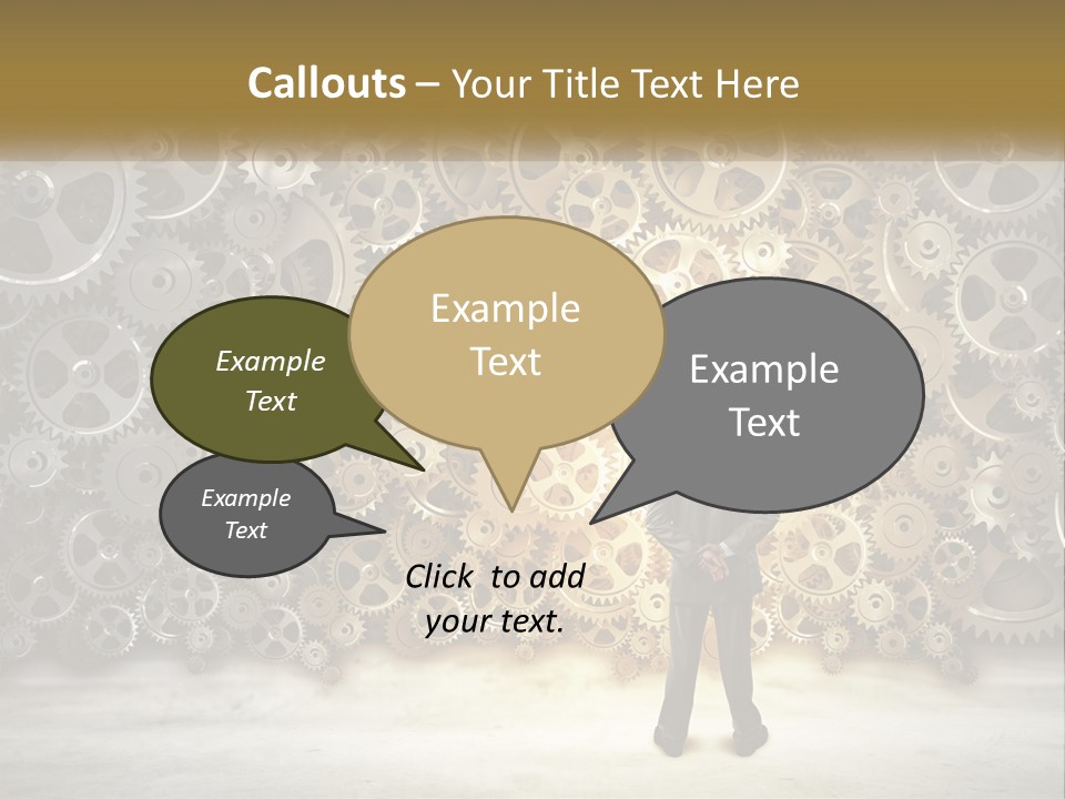 A Man Standing In Front Of A Wall Of Gears PowerPoint Template