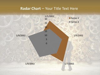 A Man Standing In Front Of A Wall Of Gears PowerPoint Template