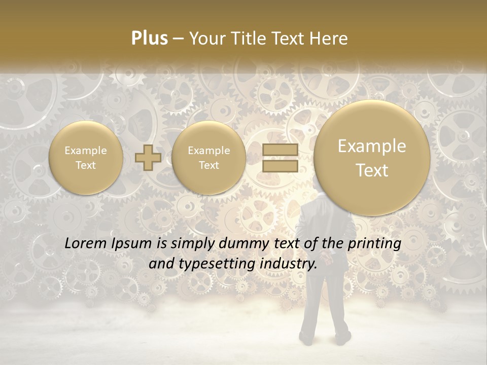 A Man Standing In Front Of A Wall Of Gears PowerPoint Template