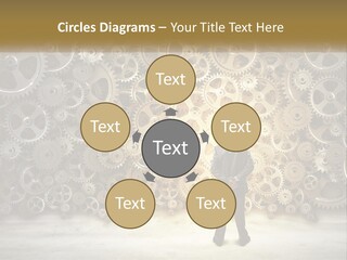 A Man Standing In Front Of A Wall Of Gears PowerPoint Template