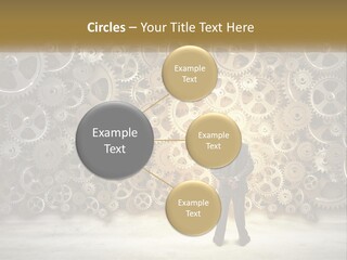 A Man Standing In Front Of A Wall Of Gears PowerPoint Template