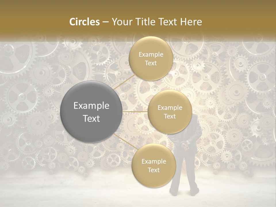 A Man Standing In Front Of A Wall Of Gears PowerPoint Template