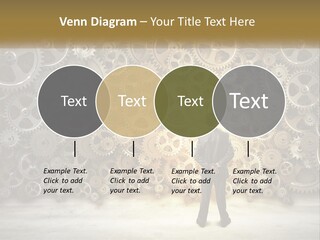 A Man Standing In Front Of A Wall Of Gears PowerPoint Template