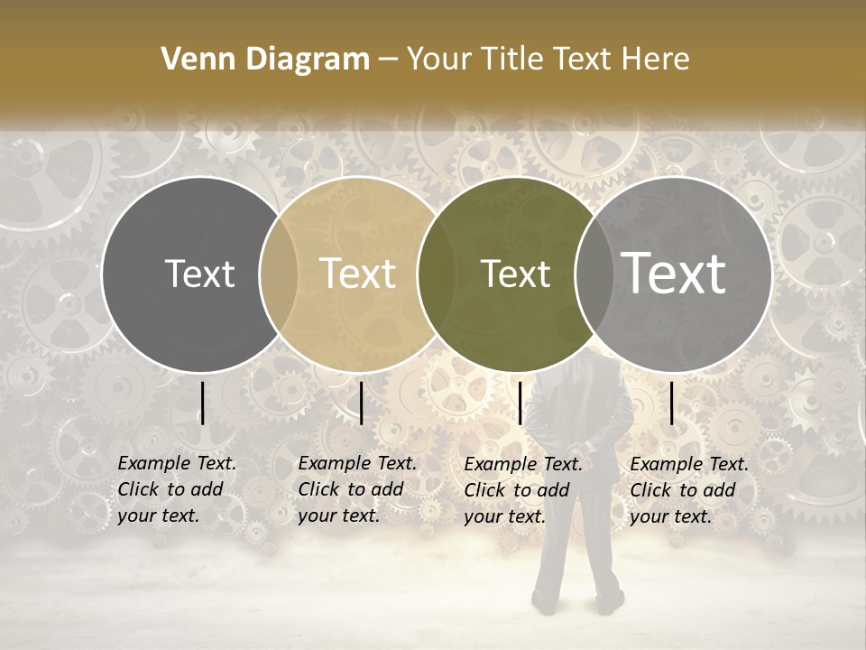 A Man Standing In Front Of A Wall Of Gears PowerPoint Template