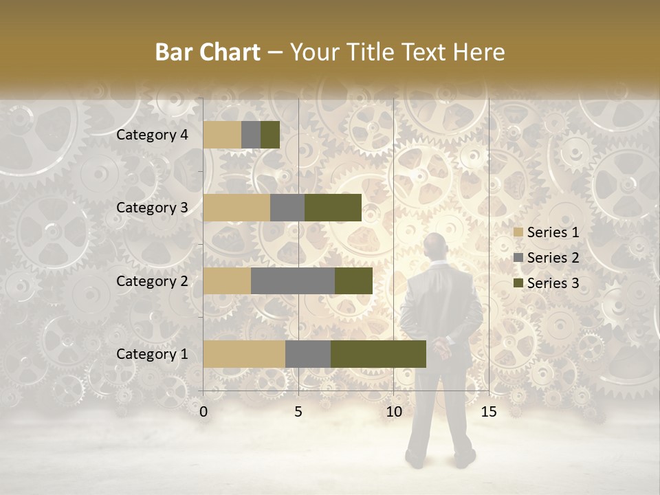 A Man Standing In Front Of A Wall Of Gears PowerPoint Template