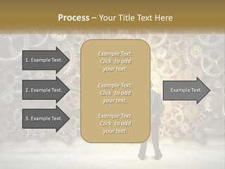 A Man Standing In Front Of A Wall Of Gears PowerPoint Template