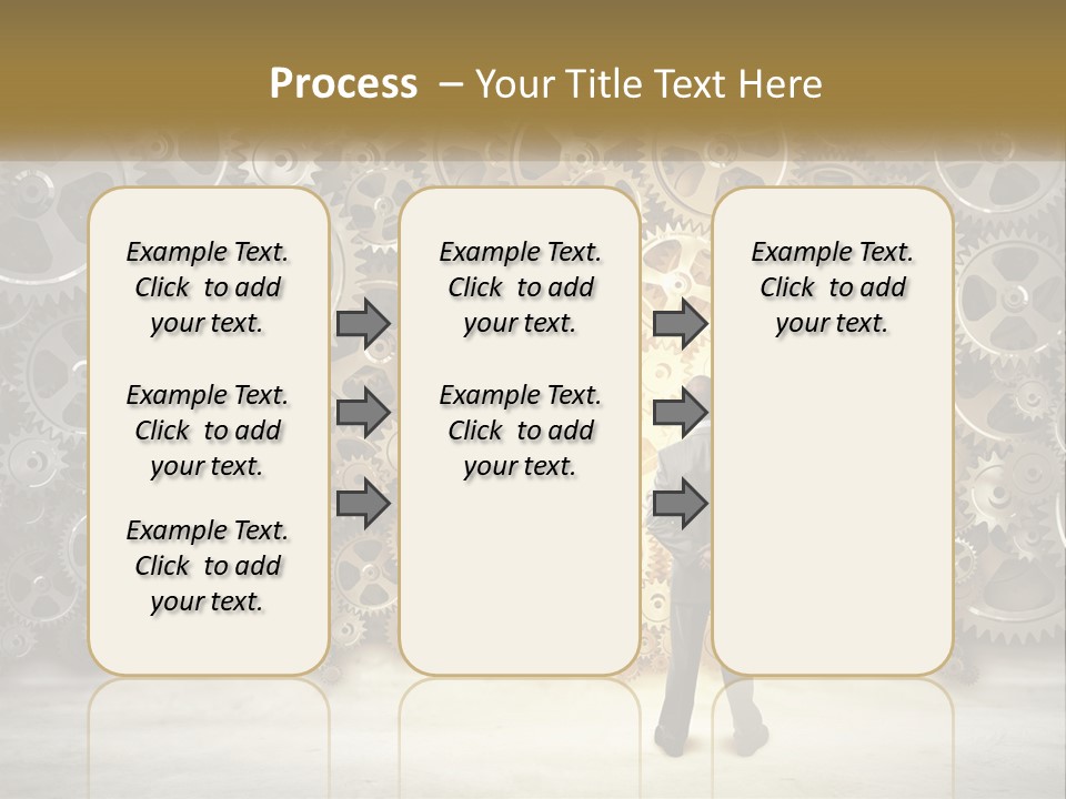 A Man Standing In Front Of A Wall Of Gears PowerPoint Template