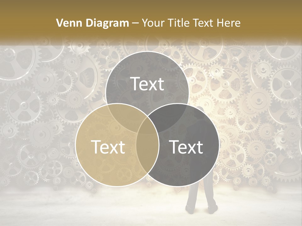 A Man Standing In Front Of A Wall Of Gears PowerPoint Template