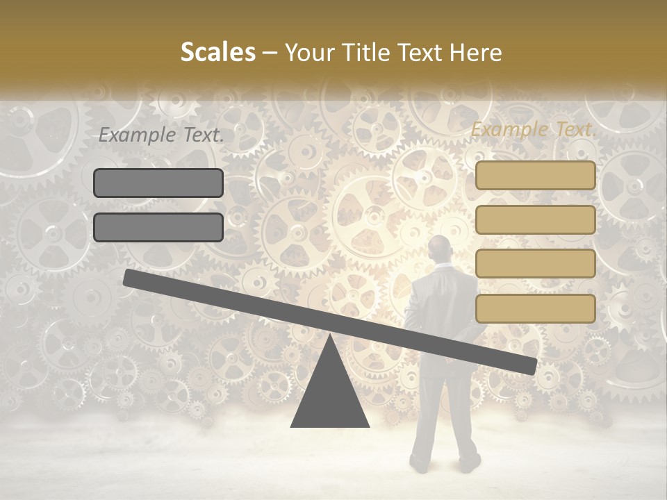 A Man Standing In Front Of A Wall Of Gears PowerPoint Template
