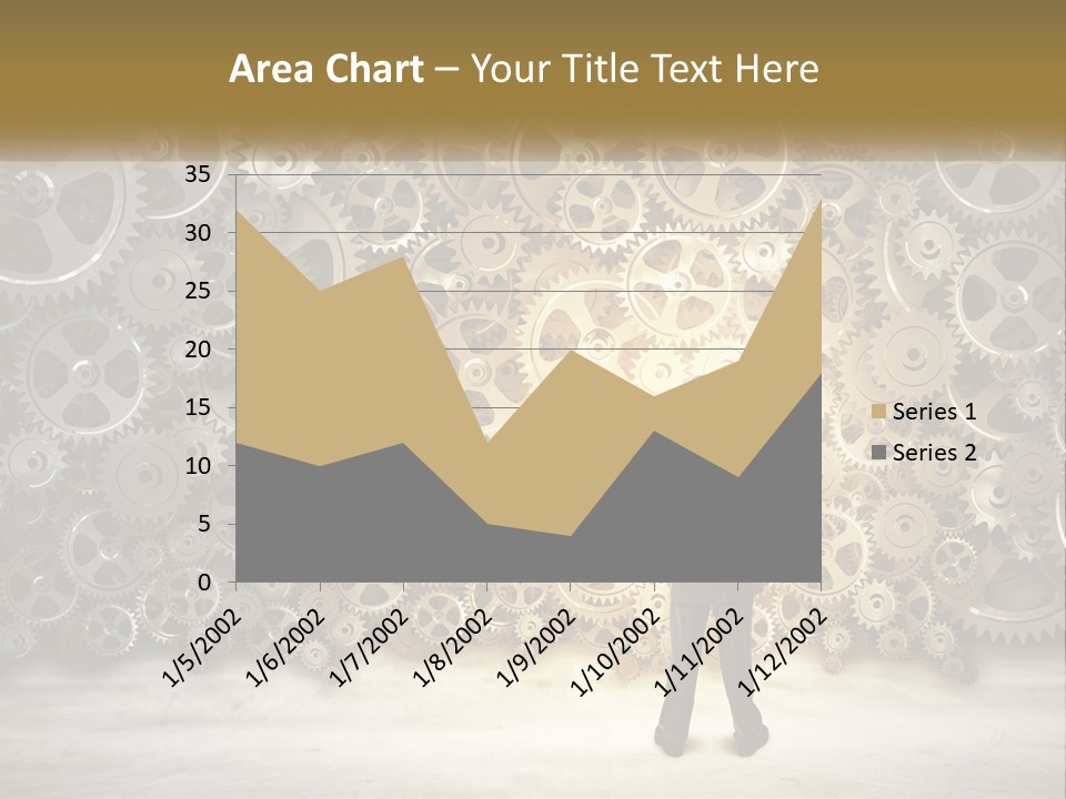 A Man Standing In Front Of A Wall Of Gears PowerPoint Template
