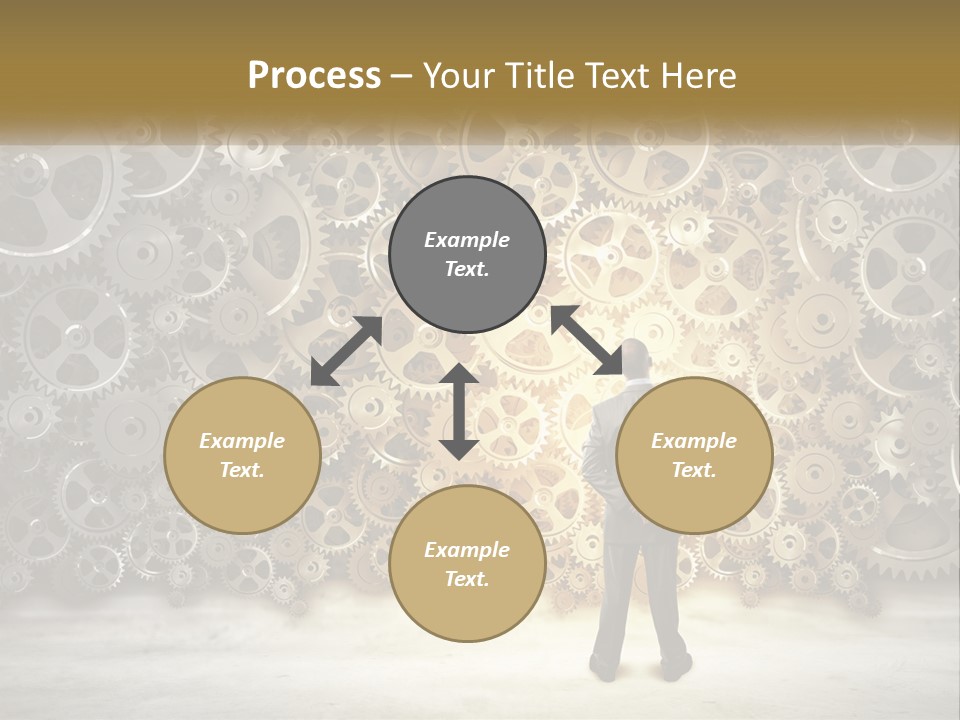 A Man Standing In Front Of A Wall Of Gears PowerPoint Template