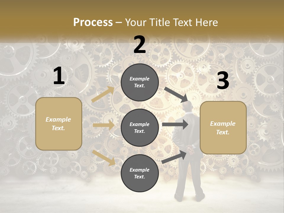 A Man Standing In Front Of A Wall Of Gears PowerPoint Template